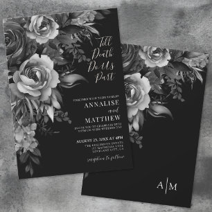 Invitation Mariage gothique floral noir