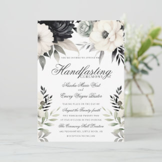 Invitation Mariage gothique floral sombre boho noir crème Mai