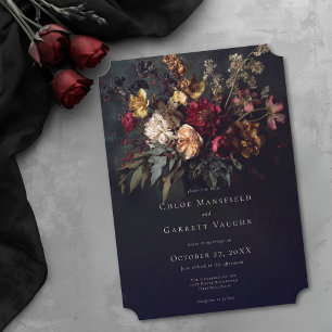 Invitation Mariage gothique floral sombre romantique