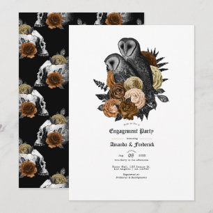 Invitation Mariage gothique glamour vintage avec des hiboux a