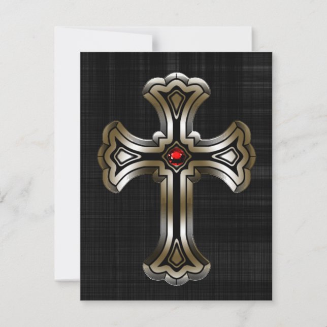 Invitation Mariage gothique Gold Cross (Devant)