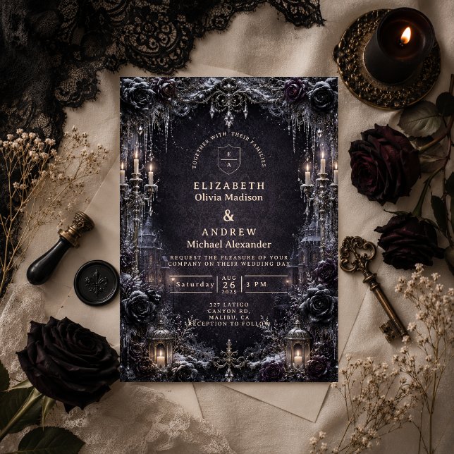 Invitation Mariage gothique hivernal maussade (Créateur téléchargé)