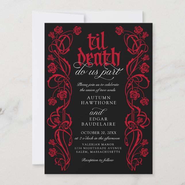 Invitation Mariage gothique jusqu'à la mort (Devant)