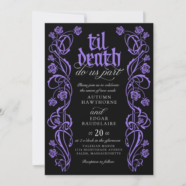 Invitation Mariage gothique jusqu'à la mort (Devant)