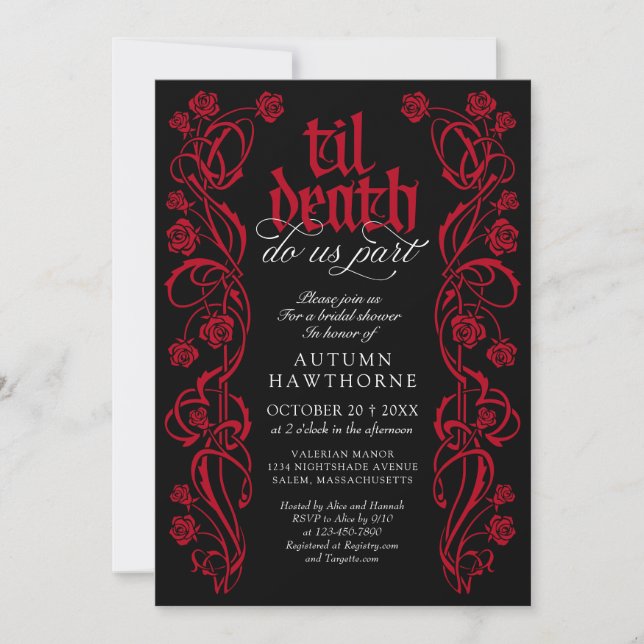 Invitation Mariage gothique jusqu'à la mort (Devant)