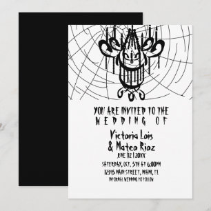 Invitation Mariage gothique Lustre Toile d'araignée Noir   