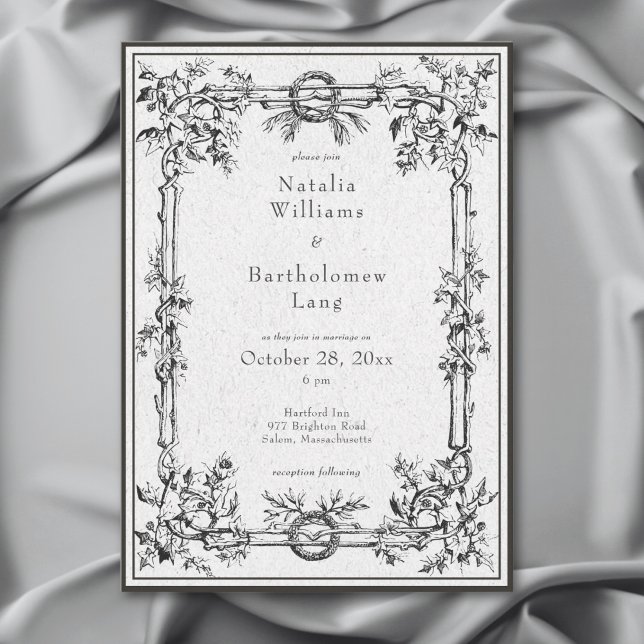 Invitation Mariage gothique médiéval avec bordure de lierre v (Créateur téléchargé)