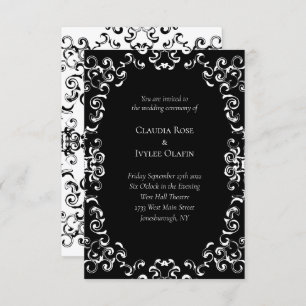 Invitation Mariage gothique noir et blanc