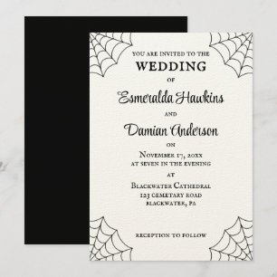 Invitation Mariage gothique noir et blanc