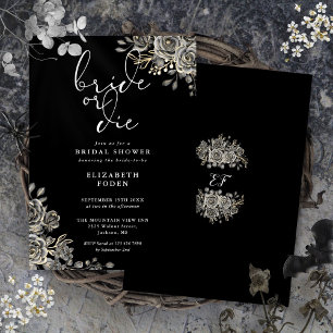 Invitation Mariage gothique noir et blanc ou la mariée meurt