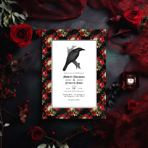 Invitation Mariage gothique noir et cramoisi