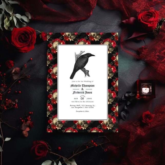 Invitation Mariage gothique noir et cramoisi (Créateur téléchargé)