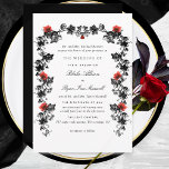 Invitation Mariage gothique noir et rouge du Victoria<br><div class="desc">Dégustez vos invités avec cet élégant faire-part de mariage noir et rouge avec de belles guirlandes florales dessinées à la main fine avec des feuilles en fleurs d'aquarelle noir et rouge. Libellé officiel d'invitation avec le nom des parents. Même conception sans nom de parents également disponible. Possibilité de modifier et...</div>