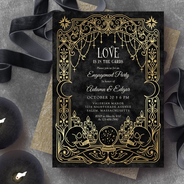 Invitation Mariage gothique noir Halloween Tarot (Créateur téléchargé)