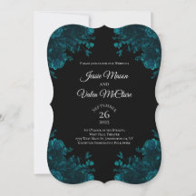 Mariage gothique noir Rose turquoise