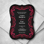 Invitation Mariage gothique noir rouge<br><div class="desc">Prêt à recevoir de délicieuses invitations de mariage gothique ? Oui, vous l'êtes. Ils sont pratiquement léchables. Les pièces de coordination de cette suite de faire-part de mariage gothiques victoriennes disposent d'un cadre de défilement avec des accents lumineux sur un arrière - plan texturé. Parfait pour vous moody, mariage élégant...</div>