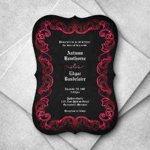 Invitation Mariage gothique noir rouge