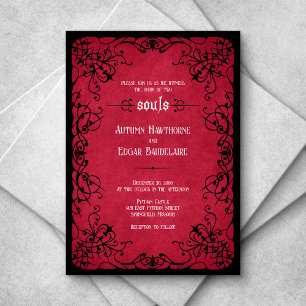 Invitation Mariage gothique noir rouge