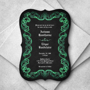 Invitation Mariage gothique noir vert