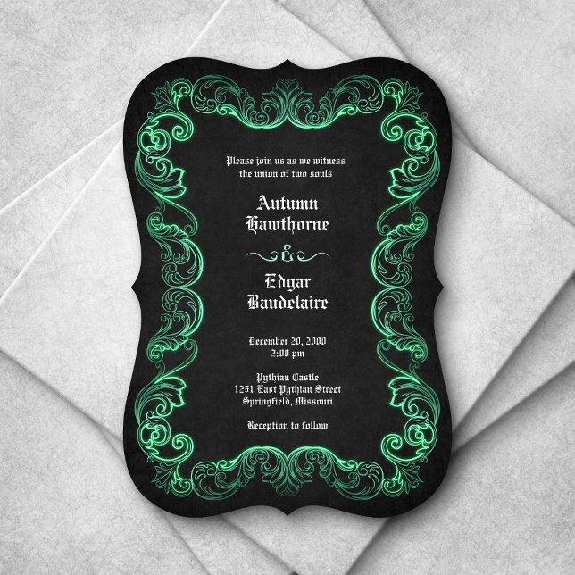 Invitation Mariage gothique noir vert (Créateur téléchargé)
