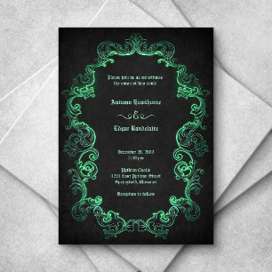 Invitation Mariage gothique noir vert