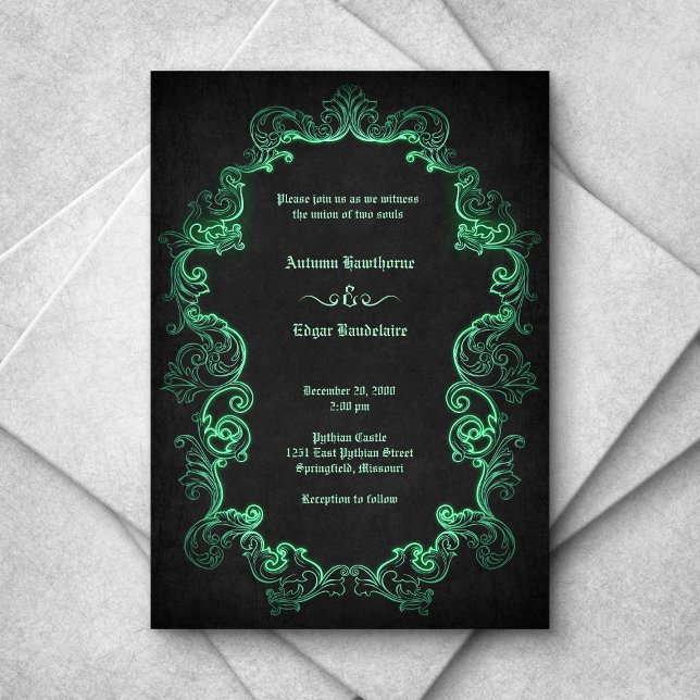 Invitation Mariage gothique noir vert (Créateur téléchargé)