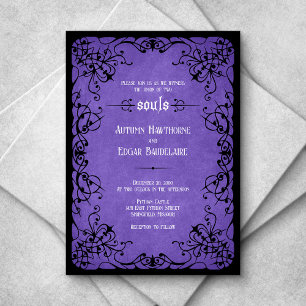 Invitation Mariage gothique noir violet