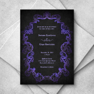 Invitation Mariage gothique noir violet