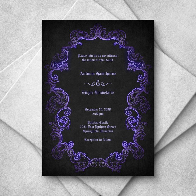 Invitation Mariage gothique noir violet (Créateur téléchargé)