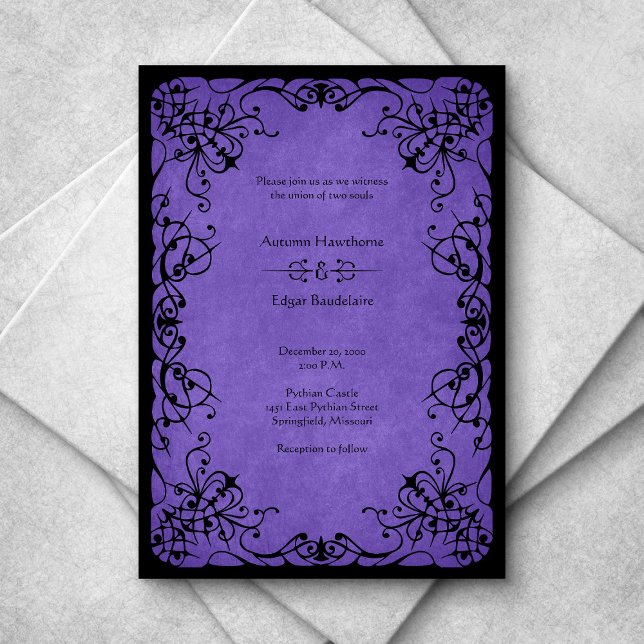 Invitation Mariage gothique noir violet (Créateur téléchargé)