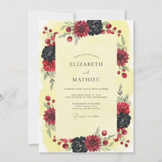 Invitation Mariage gothique opulent de Bourgogne (Devant)