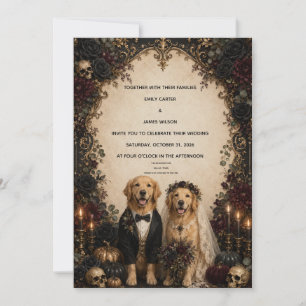 Invitation Mariage gothique personnalisé Golden Retriever Hal