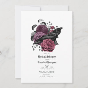 Invitation Mariage gothique raven glamour vintage mauve