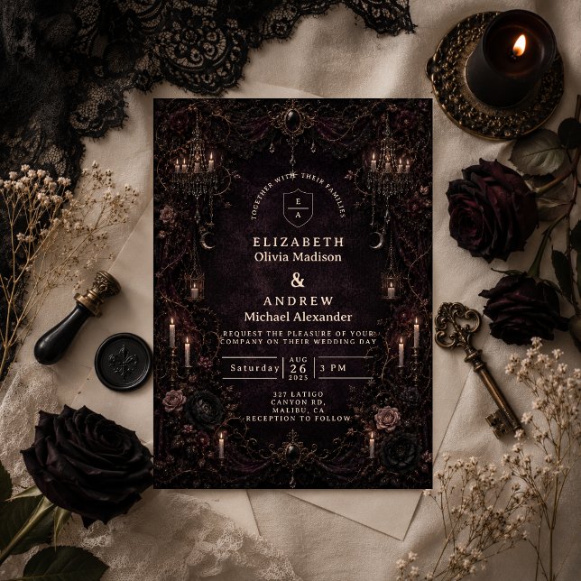 Invitation Mariage Gothique Romantique et Fantaisiste (Créateur téléchargé)
