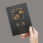 Invitation Mariage gothique Rose Black Gold moderne<br><div class="desc">Invitation vos invités à une soirée audacieuse et élégante avec notre Mariage Monogram Gothic de Black Gold Roses. Entièrement personnalisable avec le code QR pour s'adapter à votre style unique,  cette invitation est la meilleure façon de faire une déclaration lors de votre journée spéciale.</div>