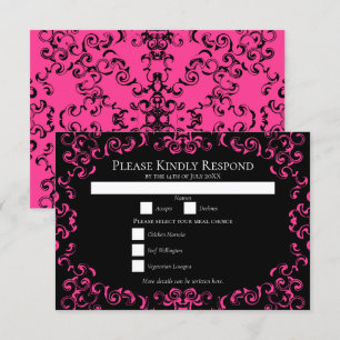Invitation Mariage gothique rose chaud et noir