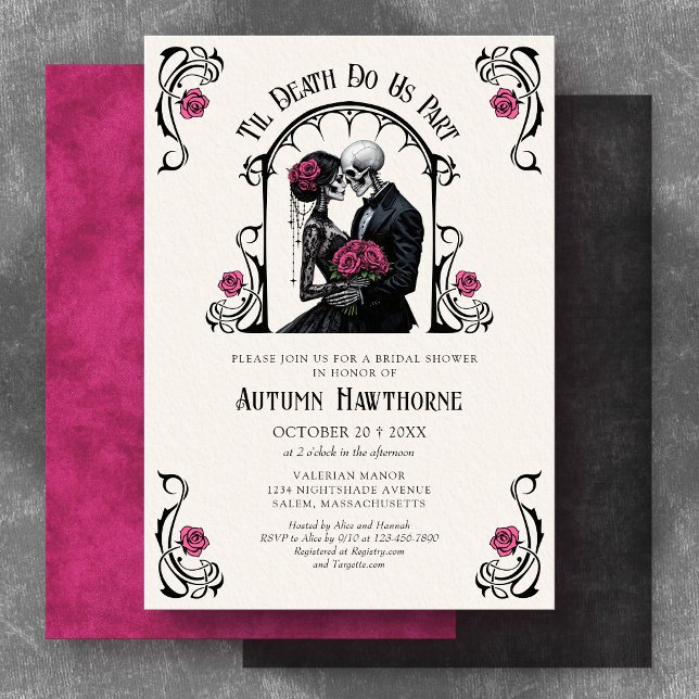 Invitation Mariage gothique rose jusqu'à la mort (Créateur téléchargé)