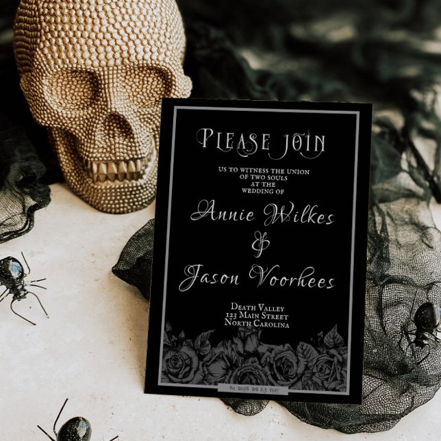 Invitation Mariage gothique Rose noir jusqu'à la mort Do Us P (Créateur téléchargé)