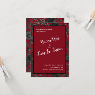 Invitation Mariage gothique Rose rouge et noir Enregistrer la