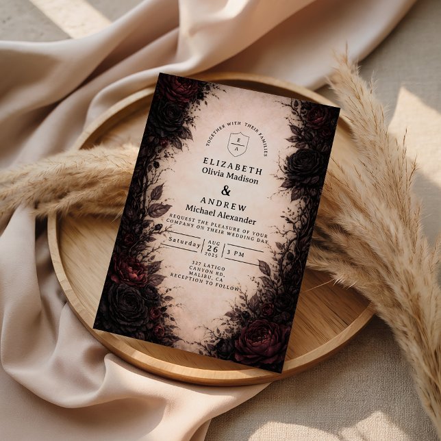 Invitation Mariage gothique rose sombre (Créateur téléchargé)