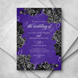 Invitation Mariage gothique Rose violet noir