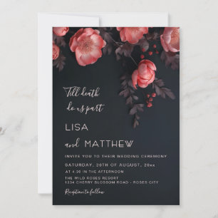 Invitation Mariage gothique Roses 3D Mariage décontracté