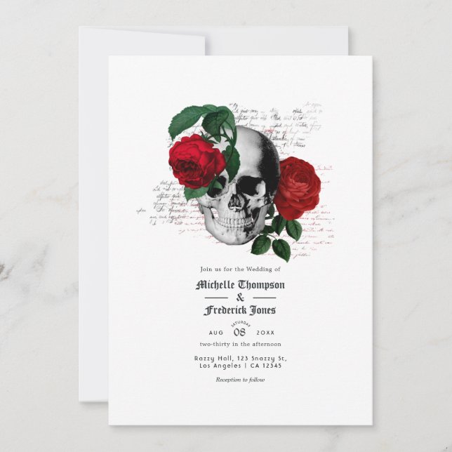 Invitation Mariage gothique rouge et noir (Devant)