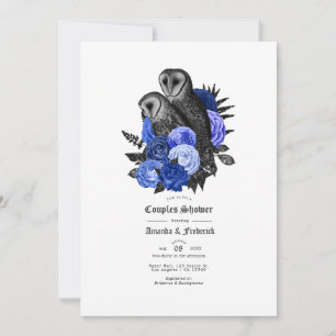 Invitation Mariage gothique royal bleu vintage glamour avec h