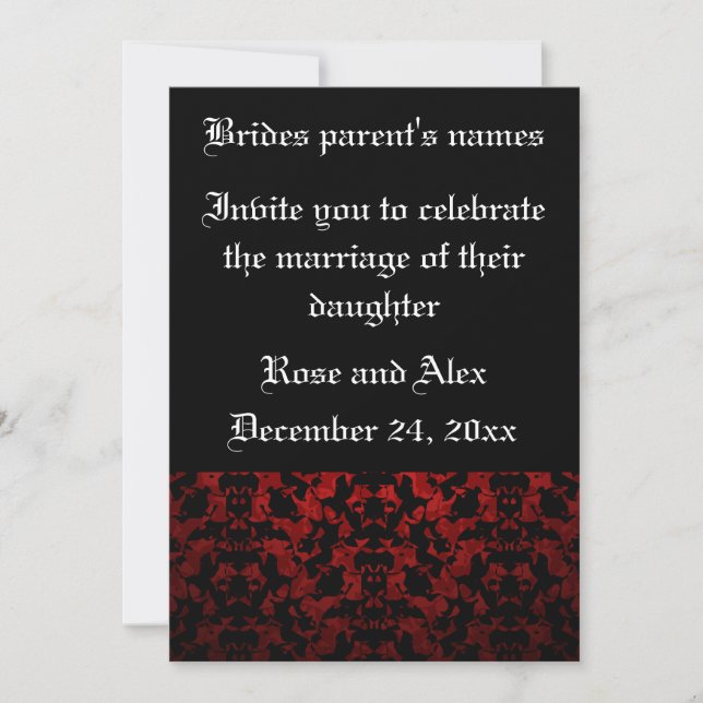 Invitation Mariage gothique simple (Devant)