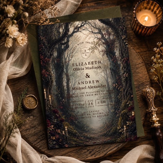 Invitation Mariage gothique sombre en forêt (Créateur téléchargé)
