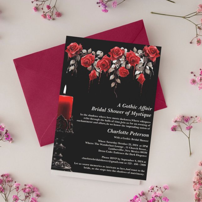 Invitation Mariage gothique sous le thème des roses d'Hallowe (Créateur téléchargé)