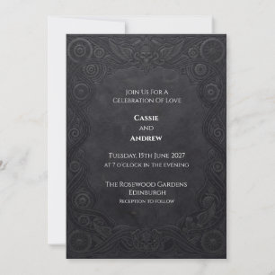 Invitation Mariage gothique steampunk au charbon de bois
