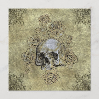 Invitation Mariage gothique Steampunk Crâne et Roses