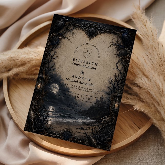 Invitation Mariage gothique sur une plage sombre (Créateur téléchargé)